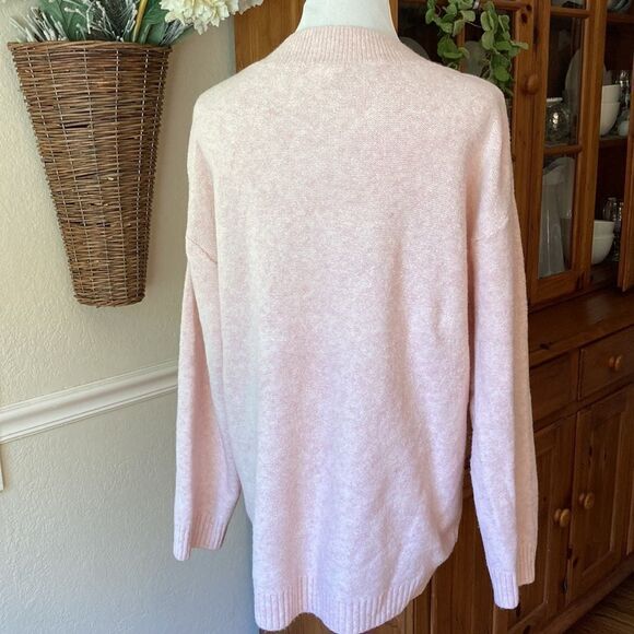 H&M Wool Blend Oversized V-Neck Pull Over Soft Pink Sweater Women’s Size Medium - Picture 6 of 10